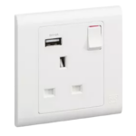 MK ESSENTIALS 13A SINGLE SOCKET WITH USB-MV24354WHI