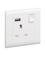 MK ESSENTIALS 13A SINGLE SOCKET WITH USB-MV24354WHI