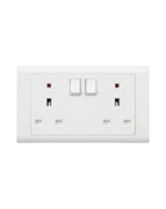 MK ESSENTIALS 13A DOUBLE SOCKET WITH NEON-MV2647WHI