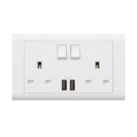 MK ESSENTIALS 13A DOUBLE SOCKET WITH USB-MV24344WHI