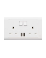 MK ESSENTIALS 13A DOUBLE SOCKET WITH USB-MV24344WHI