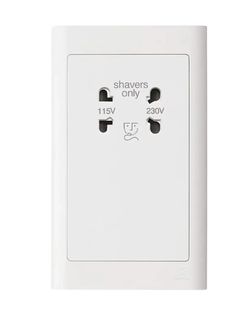 37 MK ESSENTIALS SHAVER SOCKET 115/230V 50/60Hz-MV701WHI - Image 1